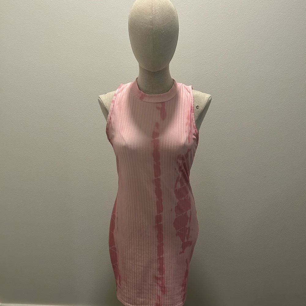 Pink Tie-Dye Sleeveless Dress